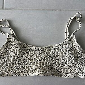 Xhilaration Beige and Black Polka Dot Swim top